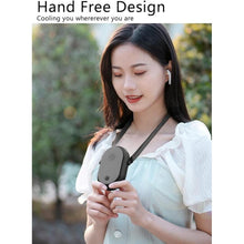 Load image into Gallery viewer, Portable Hanging Neck Fan Wearable Personal Fan Battery Operated USB Rechargeable 3 Speed Mini Handheld Air Conditioning Cooling Refrigeration Necklace Fan for Women Eyelash Camping Outdoor (black)