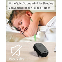 Load image into Gallery viewer, Portable Hanging Neck Fan Wearable Personal Fan Battery Operated USB Rechargeable 3 Speed Mini Handheld Air Conditioning Cooling Refrigeration Necklace Fan for Women Eyelash Camping Outdoor (black)