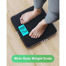 Load image into Gallery viewer, Scale for Body Weight 560lbs Digital High Capacity Bathroom Weighing Bath Scale for Heavy People Weigh Scale with Wide Platform Large LCD Display Batteries Included Black