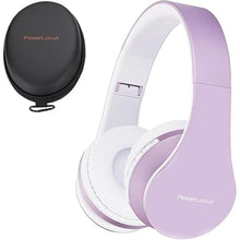 Load image into Gallery viewer, PowerLocus Wireless Bluetooth Over-Ear Stereo Foldable Headphones, Wired Headsets Rechargeable with Built-in Microphone for iPhone, Samsung, LG, iPad (Purple/White)