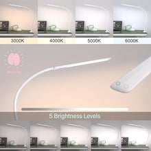 Load image into Gallery viewer, Hokone LED Desk Lamp with Clamp, 10W Gooseneck Lamps Touch Control,Swing Arm Clamp Lamp, Architect Clamp Desk Lamp Dimmable,Nail Lamp for Desk Table (White)