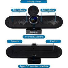 Load image into Gallery viewer, TOALLIN UHD 4K Webcam with 4 Microphones and Dual Speakers, All-in-One Video Conference Webcam with Privacy Cover, Wide Angle View USB Webcam for Streaming, Teaching and Video Calls