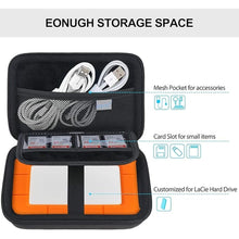 Load image into Gallery viewer, Lacdo Hard Drive Carrying Case for LaCie Rugged Mini/Rugged Thunderbolt USB 3.0 2.0 USB-C External Hard Drive Portable HDD 1TB 2TB 4TB 5TB EVA Shockproof Protective Storage Holder Travel Bag, Black