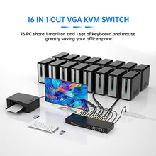 Load image into Gallery viewer, 16 Port KVM Switch,Yinker Rack KVM Console VGA 16x1 w/16-Pack Cables IR Remote & Ears Support HD 1U Rack Cabinet