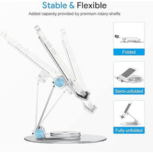 Load image into Gallery viewer, OMOTON Swivel Tablet Stand for iPad with 360 Rotating Base, Foldable Adjustable Holder for Drawing, Compatible with iPad Pro/Air/Mini and More, Silver