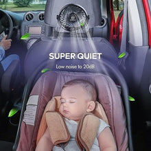 Load image into Gallery viewer, Retractable Portable Car Fans with 4 Speeds for Headrest and Rear Seat, Small Cooling Vehicle Air Fan, Quiet Operation, Rechargeable, Battery Operated,360 Degree Rotatable USB Fan for Baby, Puppy, SUV