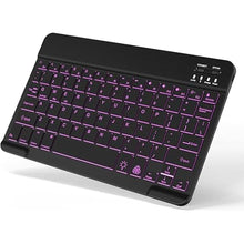 Load image into Gallery viewer, Backlit Bluetooth Keyboard Small Portable Wireless Keyboard Rechargeable Illuminated for Android Samsung Tablet Cell Phone Smartphone iPad A16 11th 10th Generation iPad Pro Air Mini iPhone (Black)
