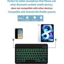 Load image into Gallery viewer, Backlit Bluetooth Keyboard Small Portable Wireless Keyboard Rechargeable Illuminated for Android Samsung Tablet Cell Phone Smartphone iPad A16 11th 10th Generation iPad Pro Air Mini iPhone (Black)