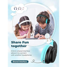 Load image into Gallery viewer, iClever HS19 Kids Headphones with Microphone for School, Volume Limiter 85/94dB, Over-Ear Girls Boys Headphones for Kids with Shareport, Foldable Wired Headphones for iPad/Travel (Black)