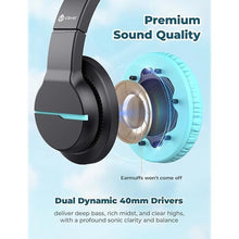 Load image into Gallery viewer, iClever HS19 Kids Headphones with Microphone for School, Volume Limiter 85/94dB, Over-Ear Girls Boys Headphones for Kids with Shareport, Foldable Wired Headphones for iPad/Travel (Black)