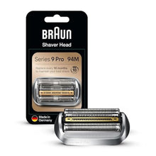 Load image into Gallery viewer, Braun Shaver Head Replacement Part 94M Silver, Compatible with Series 9 Pro and Series 9 Electric Razors for Men
