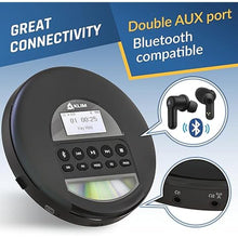 Load image into Gallery viewer, KLIM Nomad - New - Portable CD Player Walkman with Long-Lasting Battery - with Headphones - Radio FM - Compatible MP3 CD Player Portable - TF Card Radio FM AM Bluetooth - Ideal for Cars - Black