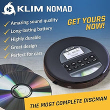 Load image into Gallery viewer, KLIM Nomad - New - Portable CD Player Walkman with Long-Lasting Battery - with Headphones - Radio FM - Compatible MP3 CD Player Portable - TF Card Radio FM AM Bluetooth - Ideal for Cars - Black