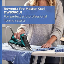 Load image into Gallery viewer, Rowenta, Iron, Pro Master Stainless Steel Soleplate Steam Iron for Clothes, 210 g/min, 400 Microsteam Holes, 1775 Watts, Auto-Off, Ironing, Green Clothes Iron, DW8360