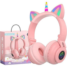 Load image into Gallery viewer, Unicorn Kids Headphones for Girls,Unicorn Bluetooth Headphones Foldable for Girls Toddlers Tablet/Phones/Amazon fire,Light Up Kids Wireless Headphone Birthday Gifts (stn27 Pink)