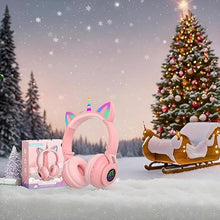 Load image into Gallery viewer, Unicorn Kids Headphones for Girls,Unicorn Bluetooth Headphones Foldable for Girls Toddlers Tablet/Phones/Amazon fire,Light Up Kids Wireless Headphone Birthday Gifts (stn27 Pink)