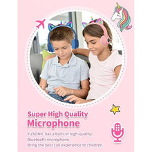 Load image into Gallery viewer, Unicorn Kids Headphones for Girls,Unicorn Bluetooth Headphones Foldable for Girls Toddlers Tablet/Phones/Amazon fire,Light Up Kids Wireless Headphone Birthday Gifts (stn27 Pink)
