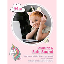 Load image into Gallery viewer, Unicorn Kids Headphones for Girls,Unicorn Bluetooth Headphones Foldable for Girls Toddlers Tablet/Phones/Amazon fire,Light Up Kids Wireless Headphone Birthday Gifts (stn27 Pink)