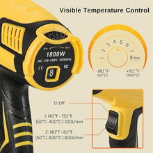 Load image into Gallery viewer, SainSmart Heat Gun, 1800W, Variable Temperature Control 120 °F-1202 °F, Fast Heat Hot Air Gun Soldering, with 4 Nozzles for Crafts, Epoxy Resin, Shrinking tubes, Stripping Paint, and Shrink Wrapping