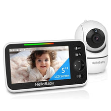 Load image into Gallery viewer, HelloBaby No WiFi Baby Monitor 5" Screen 30-Hour Battery Pan-Tilt-Zoom Video Upgrade with Camera and Audio, Night Vision, VOX, 2-Way Talk, 8 Lullabies and 1000ft Range