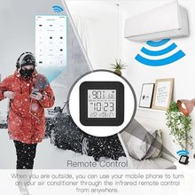 Load image into Gallery viewer, MOES Smart Temperature Humidity Monitor with IR Remote Control, Tuya WiFi Temperature Humidity Sensor with LCD Display for Home House Greenhouse Home Pet Garage, Compatible with Alexa