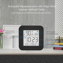 Load image into Gallery viewer, MOES Smart Temperature Humidity Monitor with IR Remote Control, Tuya WiFi Temperature Humidity Sensor with LCD Display for Home House Greenhouse Home Pet Garage, Compatible with Alexa
