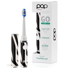 Load image into Gallery viewer, Pop Sonic Electric Toothbrush (Zebra) - Travel Toothbrushes w/AAA Battery | Kids Electric Toothbrushes with 2 Speed & 15,000-30,000 Strokes/Minute, Dupont Nylon Bristles