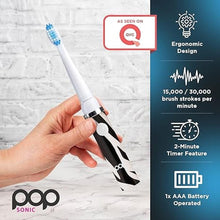 Load image into Gallery viewer, Pop Sonic Electric Toothbrush (Zebra) - Travel Toothbrushes w/AAA Battery | Kids Electric Toothbrushes with 2 Speed & 15,000-30,000 Strokes/Minute, Dupont Nylon Bristles
