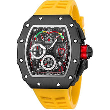 Load image into Gallery viewer, Gosasa Unique Men Punk Wristwatch Hollow Big Dial Luminous Waterproof Sport Analog Quartz Business Men's Watches Silicon Strap Dress Watch (Black Case - Red Strap)
