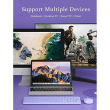 Load image into Gallery viewer, Wireless Ergonomic Keyboard and Mouse Combo, Sweet Mixed Color Cute Keyboard, 2.4G USB, Compatible with Computer, Laptop, PC Desktops, mac (Purple)