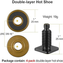 Load image into Gallery viewer, MINIFOCUS 4 Packs Camera Hot Shoe Mount Adapter, Double Nut with 1/4" and 3/8" Aluminum Alloy Tripod Screw Flash Shoe Mount for LED Monitors, Microphone, DSLR Field Monitor
