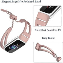 Load image into Gallery viewer, NINKI Rose Pink Chain Band Compatible Fitbit Luxe Bracelet Bands for Women,Metal Dressy Bangle Adjustable Strap Jewelry Link Feminine Large Luxe Fitbit Bands for Fitbit Luxe Watch Band Small Pink