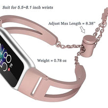Load image into Gallery viewer, NINKI Rose Pink Chain Band Compatible Fitbit Luxe Bracelet Bands for Women,Metal Dressy Bangle Adjustable Strap Jewelry Link Feminine Large Luxe Fitbit Bands for Fitbit Luxe Watch Band Small Pink