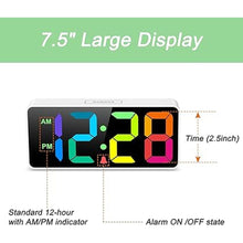 Load image into Gallery viewer, 7.5 Inches Large Digital Alarm Clock for Seniors & Kids, 0-100% Dimmable Display, USB Charging Port, Adjustable Volume, Easy Operation, Snooze, Outlet Powered for Bedroom