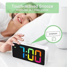 Load image into Gallery viewer, 7.5 Inches Large Digital Alarm Clock for Seniors & Kids, 0-100% Dimmable Display, USB Charging Port, Adjustable Volume, Easy Operation, Snooze, Outlet Powered for Bedroom