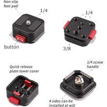Load image into Gallery viewer, Quick Release Plate Camera Tripod Mount Claw Arca QR Plate Adapter for Sony Canon Nikon Camera Tripod Monopod Slider Gimbal Stabilizer Black