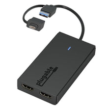 Load image into Gallery viewer, Plugable Dual Monitor Adapter for M1/M2/M3/M4 macOS Systems, Windows, ChromeOS. Broad Compatibility - Thunderbolt, USB-C, USB 3.0 to HDMI Adapter for Dual Monitors 1920x1080 @60Hz, SMI Driver Required