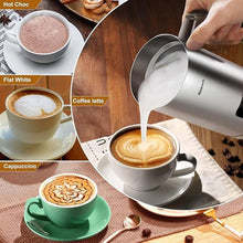 Load image into Gallery viewer, BIZEWO Milk Frother Electric, Warm and Cold Milk Steamer, 4 IN 1 Automatic Milk Warmer Stainless Steel with Touch Screen for Coffee, Latte, Macchiato, Cappuccino, Hot Chocolate
