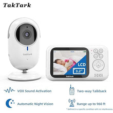 Load image into Gallery viewer, TakTark Baby Monitor, 3.2'' Color LCD Screen, 2 Way Audio, Infrared Night Vision, Digital Zoom, VOX Mode, Room Temperature Display, Long Range