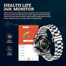 Load image into Gallery viewer, FILIEKEU Men Smart Watch for Android iOS, Bluetooth Calls Voice Chat with Heart Rate/Sleep Monitor Fitness Tracker, 1.3" Full Touch Screen IP67 Waterproof Stainless Steel Activity Tracker for Men