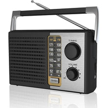 Load image into Gallery viewer, AM FM Radio with Best Reception, Portable Battery Operated Transistor Radios, Headphone Jack, AC Powered, Suit for Senior and Home, Black