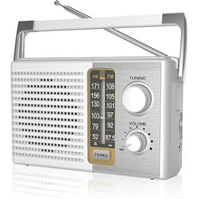 Load image into Gallery viewer, AM FM Radio with Best Reception, Portable Battery Operated Transistor Radios, Headphone Jack, AC Powered, Suit for Senior and Home, White