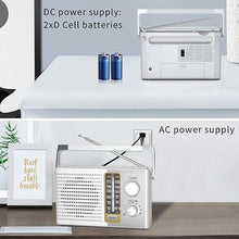 Load image into Gallery viewer, AM FM Radio with Best Reception, Portable Battery Operated Transistor Radios, Headphone Jack, AC Powered, Suit for Senior and Home, White