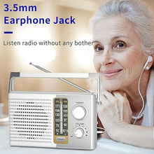 Load image into Gallery viewer, AM FM Radio with Best Reception, Portable Battery Operated Transistor Radios, Headphone Jack, AC Powered, Suit for Senior and Home, White