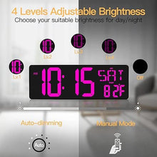 Load image into Gallery viewer, XREXS Large Digital Wall Clock with Remote Control, 16.5 Inch LED Large Display Count Up & Down Timer, Adjustable Brightness Alarm Clock with Day/Date/Temperature for Living Room, Bedroom, Office, Gym