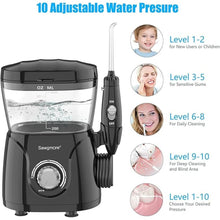Load image into Gallery viewer, FC166 Water Flosser for Teeth/Braces, 600 ml Large Capacity, 10 Adjustable Pressures,8 Home Nozzles Professional Oral Irrigator for Teeth Clean(Black)