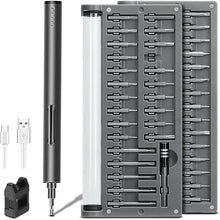 Load image into Gallery viewer, Mini Electric Screwdriver, Small Portable Cordless Power Screwdriver Set with 55 Precision Bits & LED Light & Magnetic Mat, Handy Repair Tool for Phone Watch Camera Laptop