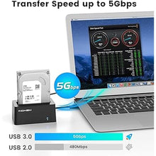 Load image into Gallery viewer, INDMEM SAS to USB 3.0 Adapter, SAS/SATA Hard Drive Enclosure Reader Converter Docking Station for 2.5/3.5 inch Server HDD SSD with 12V/2A Power Adapter,Support up to 18TB(New Upgrade)