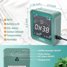 Load image into Gallery viewer, INKBIRD WiFi Indoor Air Quality Monitor, CO2 Detector, Accurate NDIR Sensor, Temperature and Relative Humidity, Indoor CO2 Meter with Data Logger, for Cars, Wine Cellars, Grow Tents, Homes (INK-CO2W).