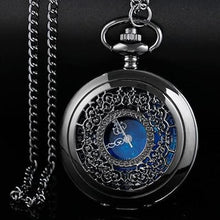 Load image into Gallery viewer, Tiong Pocket Watch Hollow Blue Star Design Roman Numerals Quartz with Chain Christmas Birthday Gifts